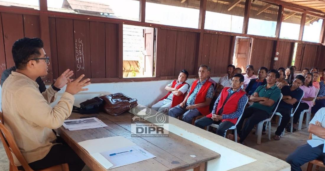 EAC Longmatra, Takatemjen Pongen addressing the gatherings during the Assessment of Tethuyu Village for declaration as Model Digital Village at Longmatra, Kipire on 7th November 2024.