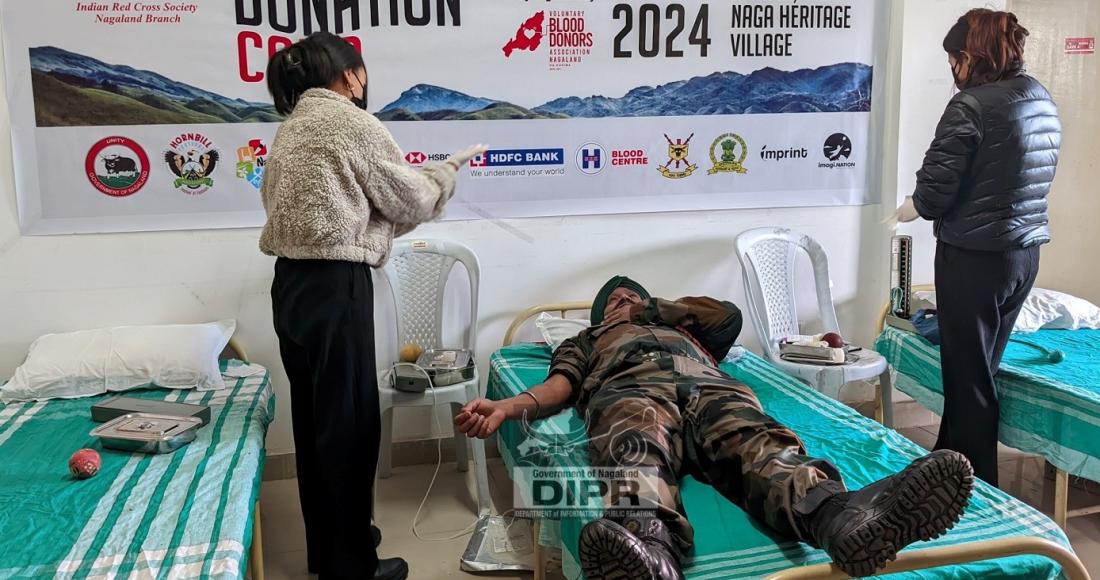 VBDAN ORGANIZES BLOOD DONATION CAMP AT KISAMA HERITAGE VILLAGE DURING HORNBILL FESTIVAL 2024