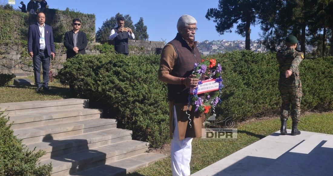 UNION MINISTER GAJENDRA SINGH SHEKHAWAT PAYS TRIBUTE AT KOHIMA WORLD WAR II CEMETERY