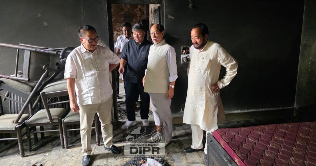 CM DR. NEIPHIU RIO VISITS FIRE OUTBREAK SITE AT NAGALAND HOUSE NEW DELHI