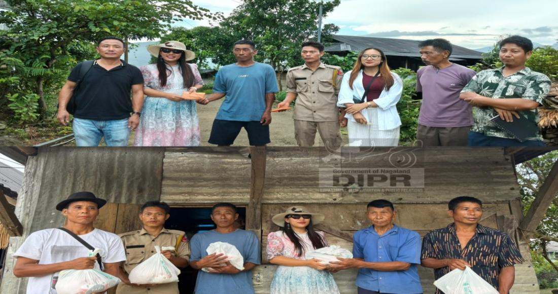 EAC Yongnyah, Imkongnukla Ao, with officials from DDMA Longleng, disbursed ERF assistance and ration relief to landslide-affected families of Nyang and Mechong villages, Longleng, on 29th July 2026. (DPRO Longleng)