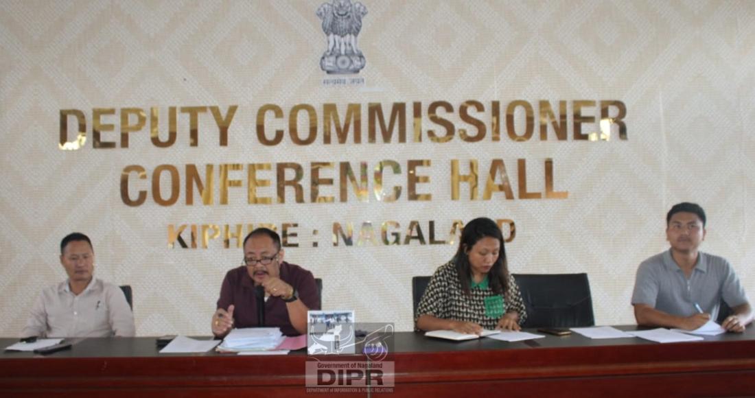 DC Kiphire, Temsuwati Longkumer, NCS, speaking during an emergency meeting on Short-term Maintenance Contract (STMC) for NH-202, held at DC’s Conference Hall, Kiphire