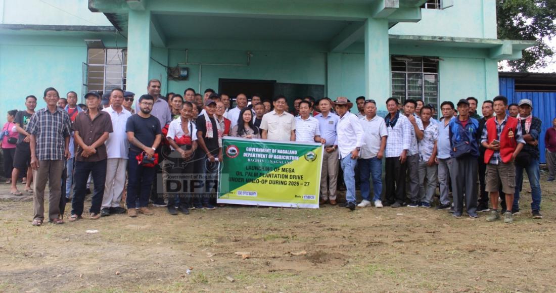 Mhathung Yanthan with officials during the launching programme of Mega OilPalm Plantation drive
